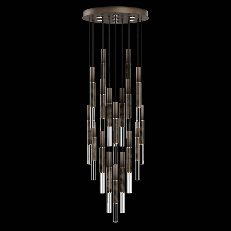 Antonia 31″W Round Pendant Bronze/Brass/Charcoal