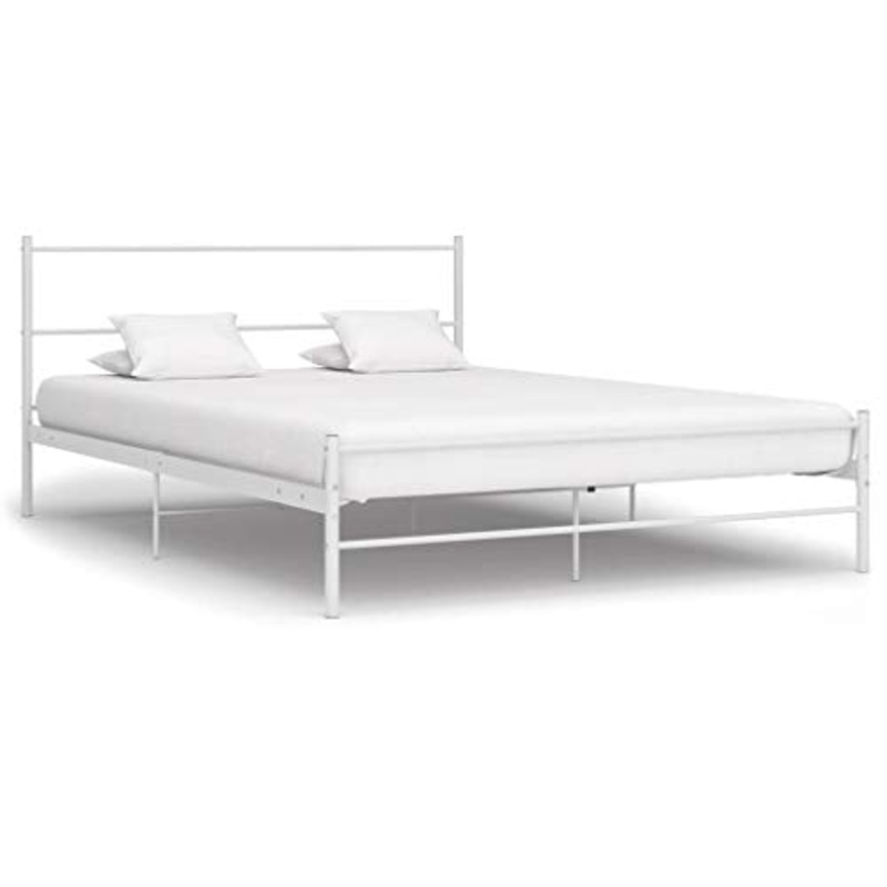 BIGTO – Struttura letto in metallo acciaio per camera da letto, 140 x 200 cm, colore: Bianco