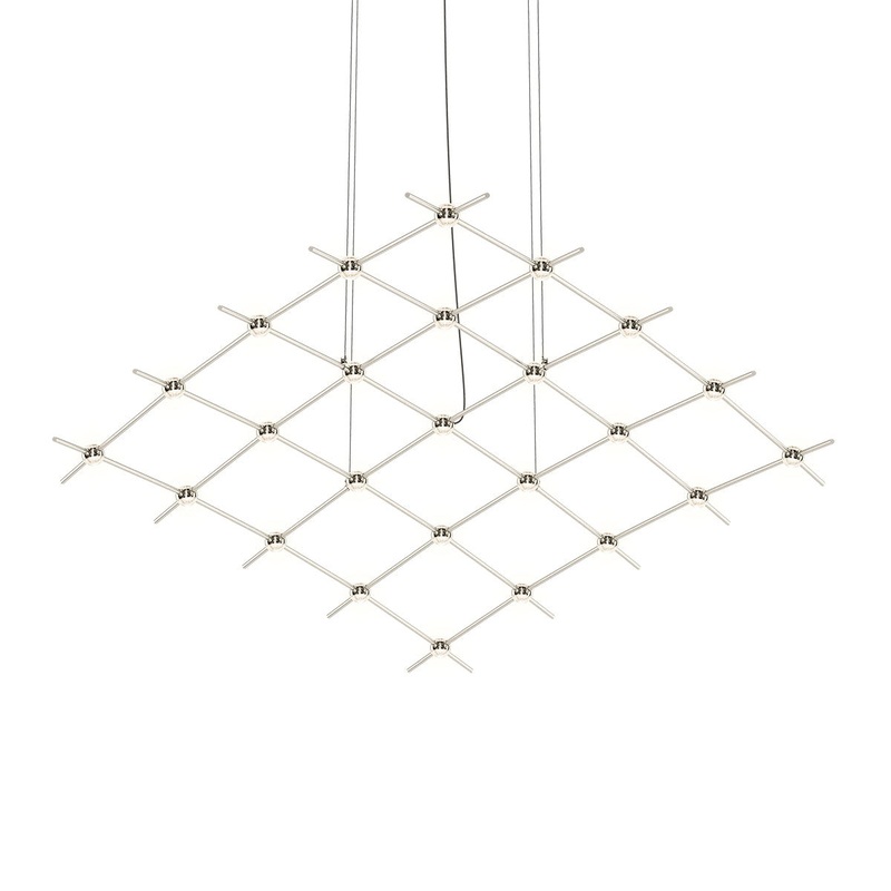 Constellation Aquarius Medius Satin Nickel with Clear Faceted Acrylic 3000K 10′ Adjustable Cord/Cable