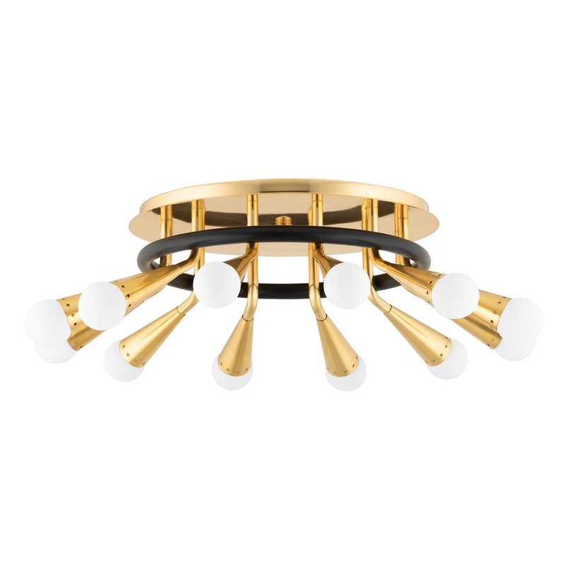 Corbett Lighting 401-12-VPB/BBR Aries 12 Light Semi Flush Mount Vintage Polished Brass/Deep Bronze (Discontinued)