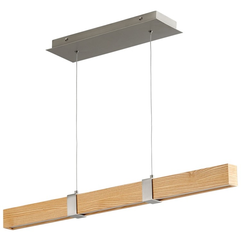 Decca Single-Light 36″ Linear Pendant – Satin Nickel/White Oak