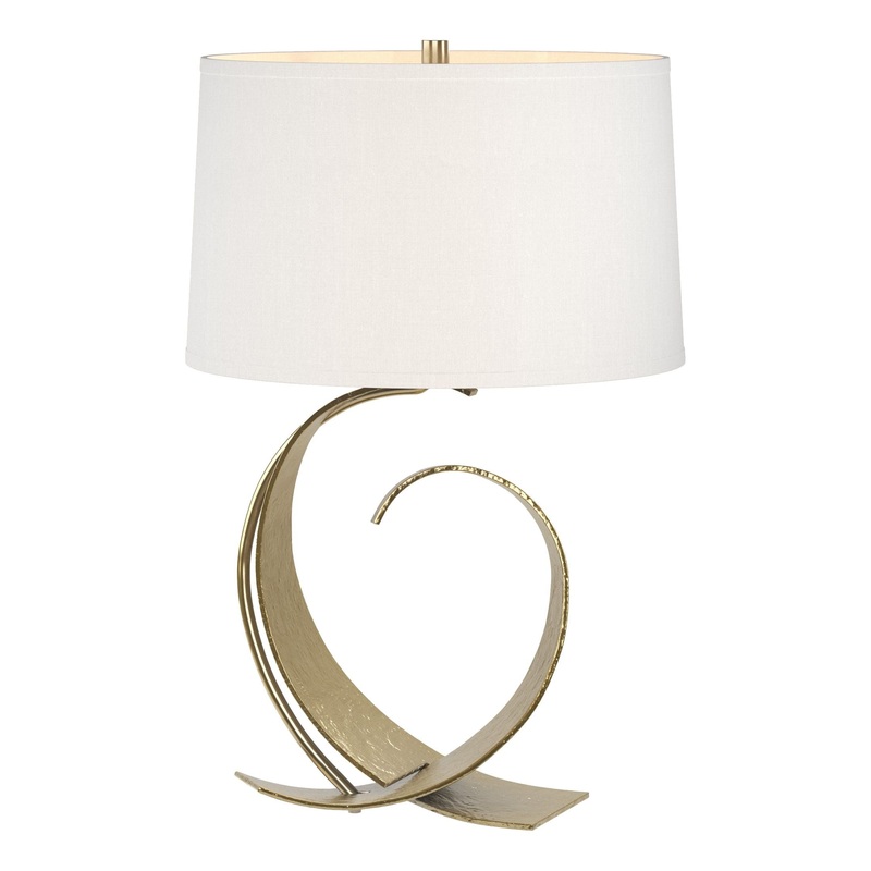 Fullered Impressions Table Lamp Modern Brass Natural Anna Shade (SF)