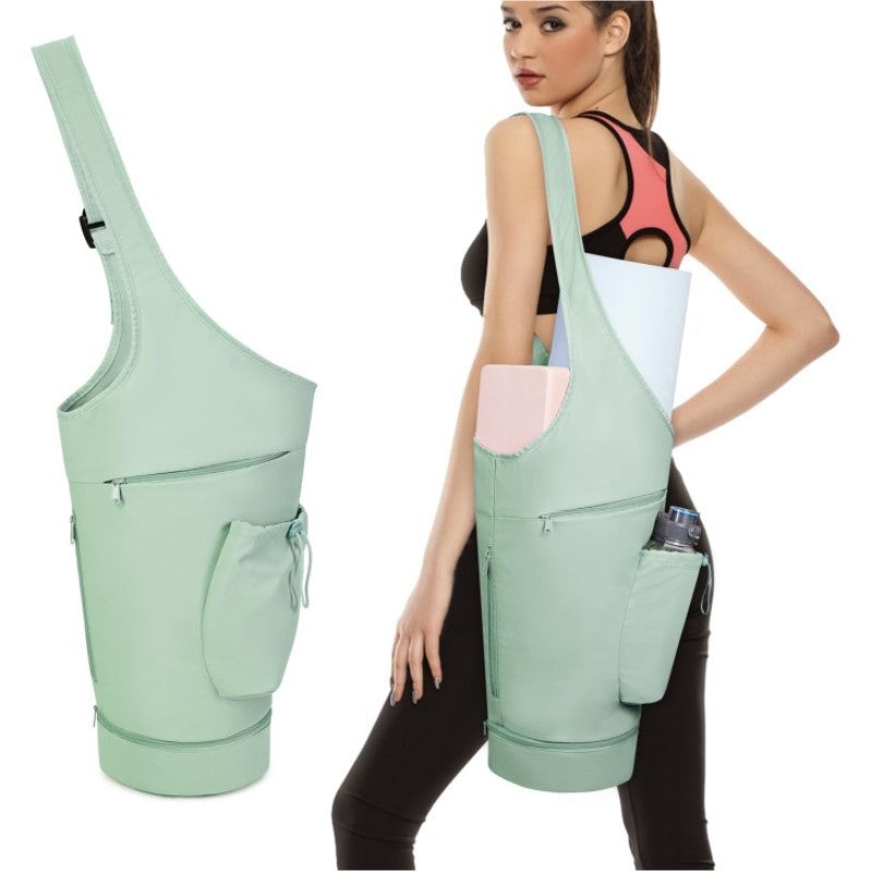 Green All-in-One Yoga Sling Bag – Fits Mat & Gear, Large Opening, Side Pockets