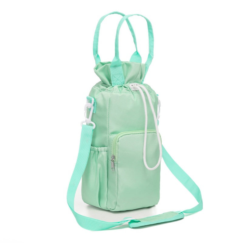 Green Insulated Tumbler Carrier Bag – Crossbody Water Bottle Holder with Pockets & Adjustable Strap for Large Cups (Note: cup not included)