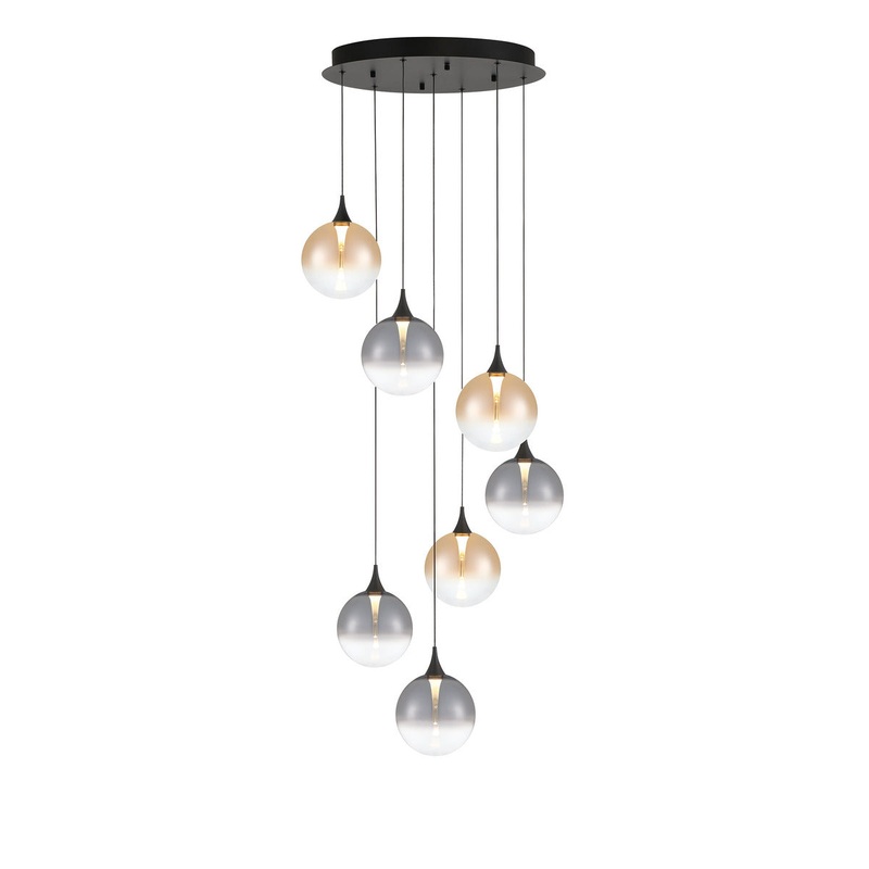 Iissa 7-Light 21″ Chandelier Black Mixed Glass