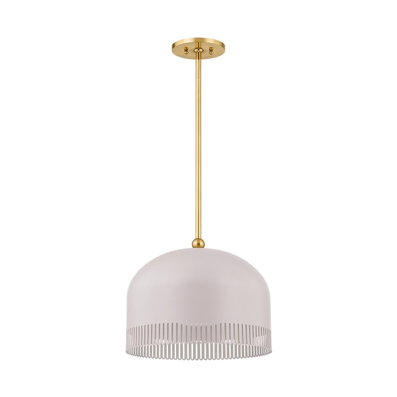 One Light Pendant from the Liba Collection in Aged Brass/Soft Peignoir Finish by Mitzi