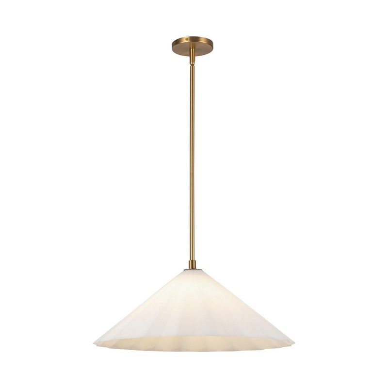 One Light Pendant from the Serena Collection in Aged Brass/Opal Glass Finish by Alora
