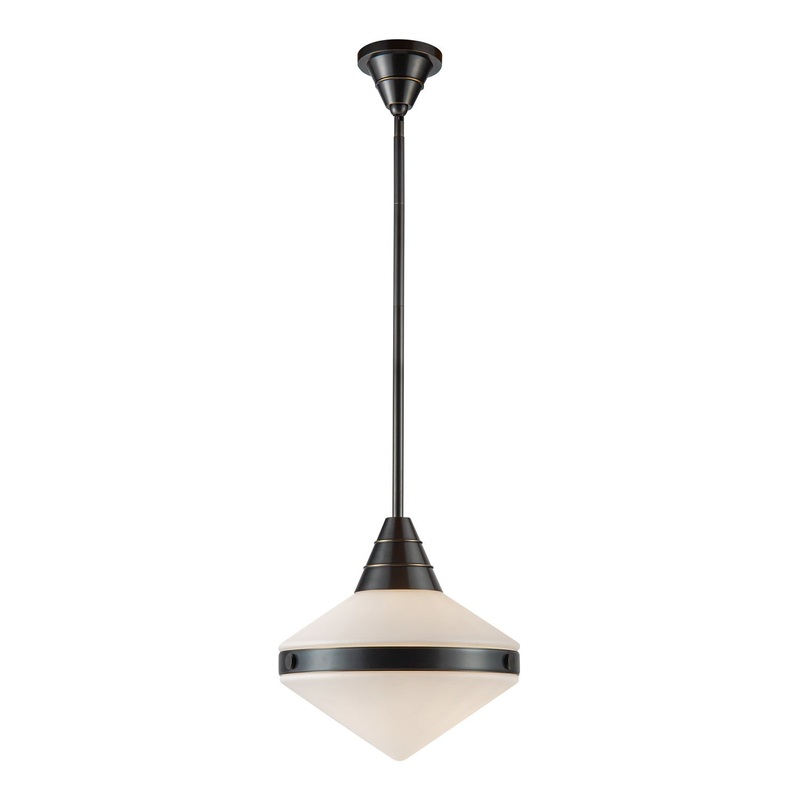 One Light Pendant from the Willard Collection in Urban Bronze/Matte Opal Glass Finish by Alora