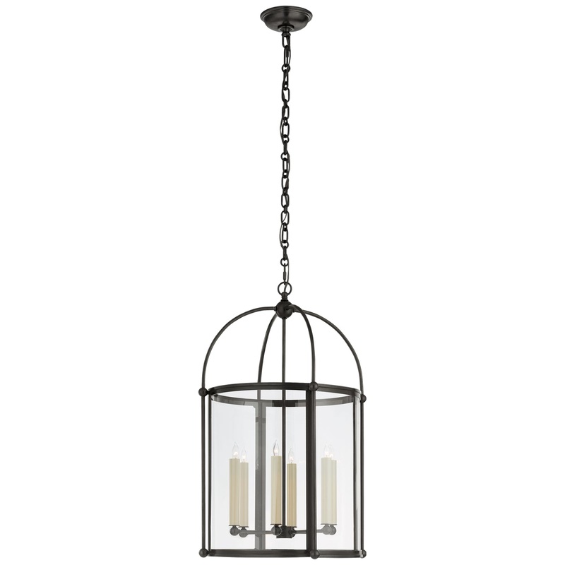 Six Light Lantern from the Riverside Round Collection in Bronze Finish by Visual Comfort Signature