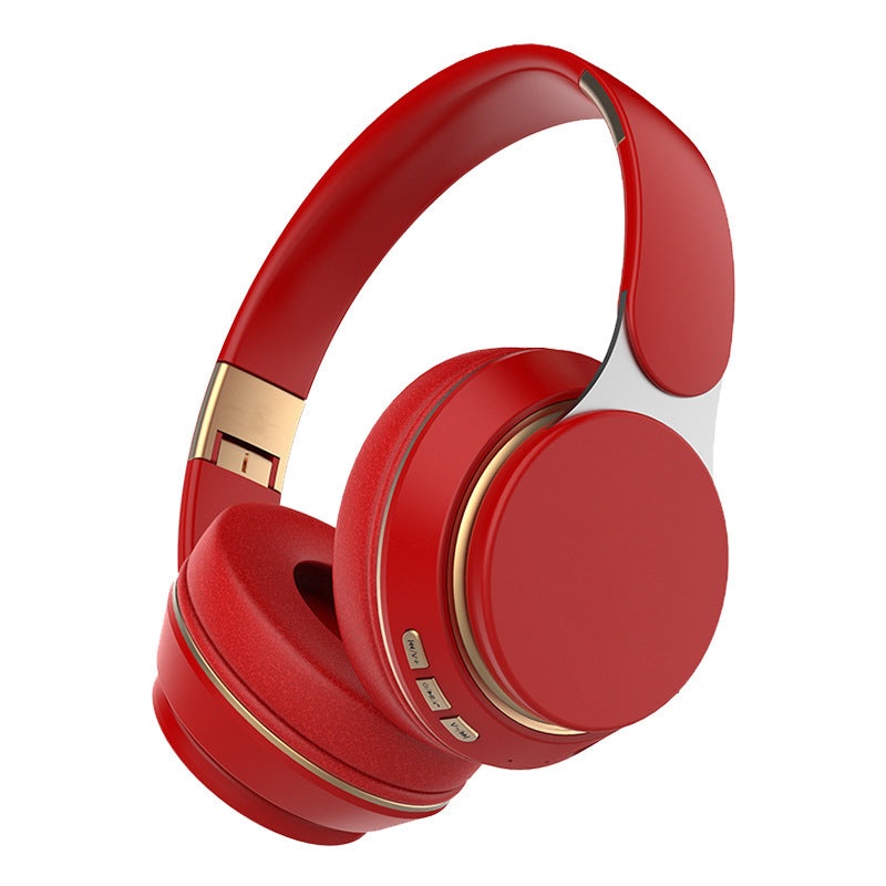 Wireless Bluetooth 5.0 Over-Ear Headphones – HIFI Deep Bass, Foldable Design, 10Hr Playtime(red)