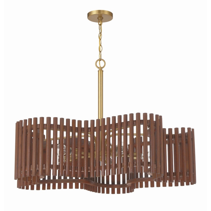 Craftmade 58426-SBWAL Freeform Five Light Chandelier Satin Brass/Walnut