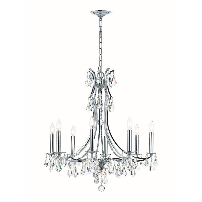 Crystorama 5938-CH-CL-MWP Cedar Eight Light Chandelier Polished Chrome