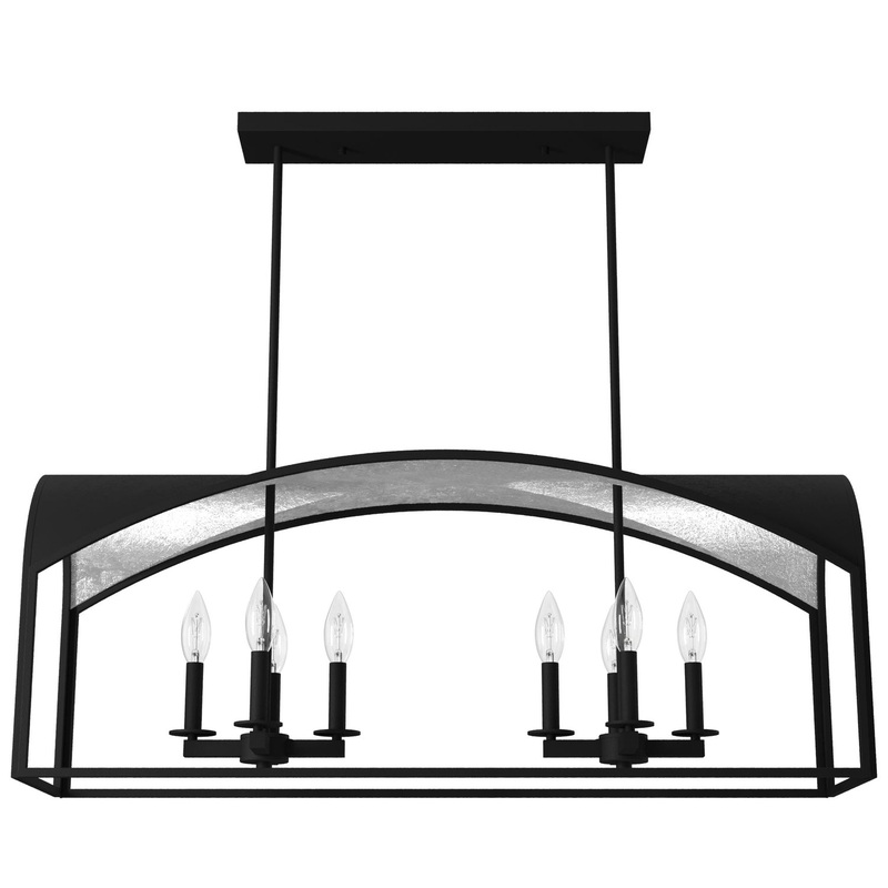 Eight Light Linear Chandelier from the Dukestown Collection in Natural Black Iron Finish by Hunter