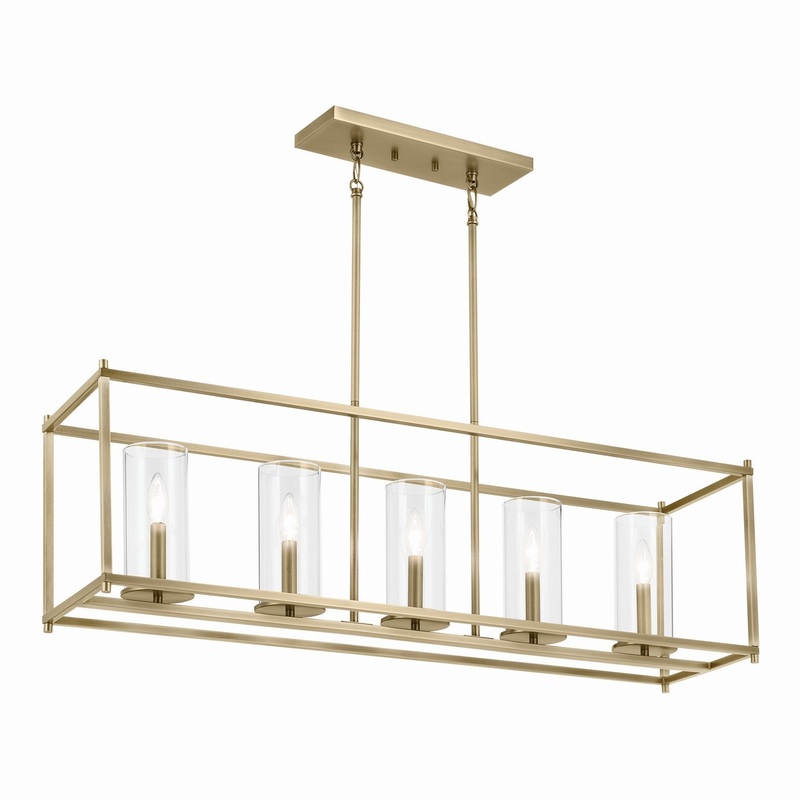 Five Light Linear Chandelier from the Crosby Collection in Natural Brass Finish by Kichler