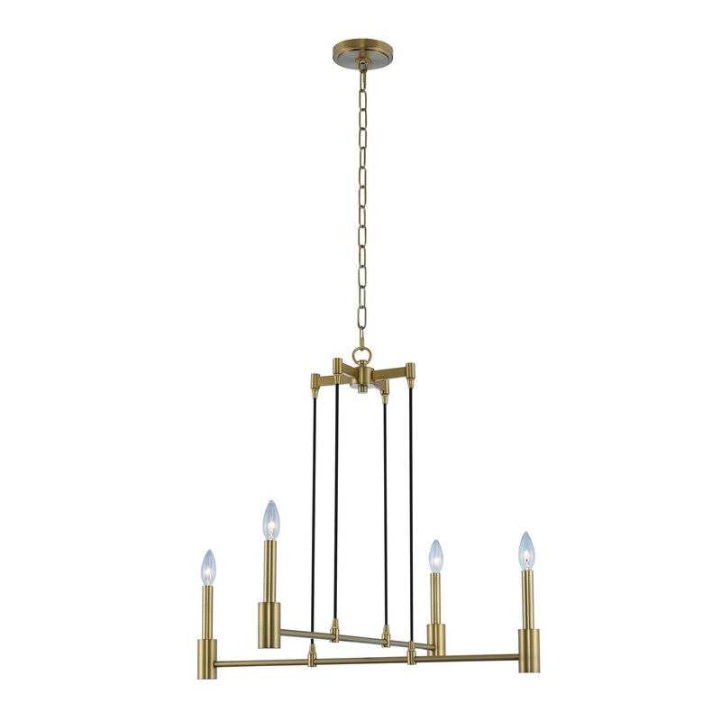 Four Light Chandelier from the Kingston Collection in Winter Brass Finish by Kalco
