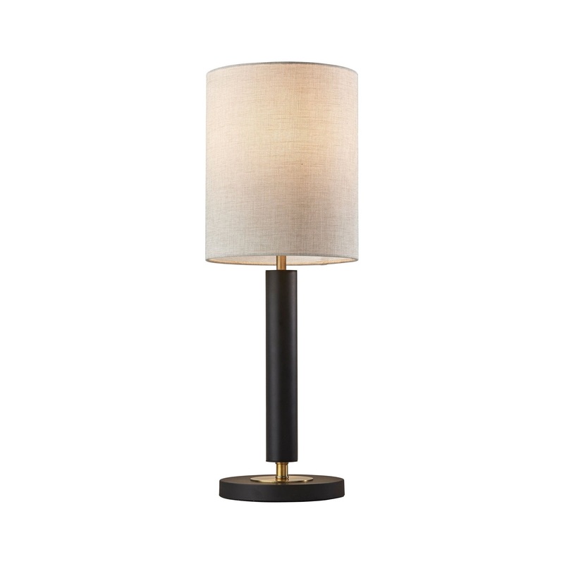 Hollywood Table Lamp Black with Antique Brass Accents