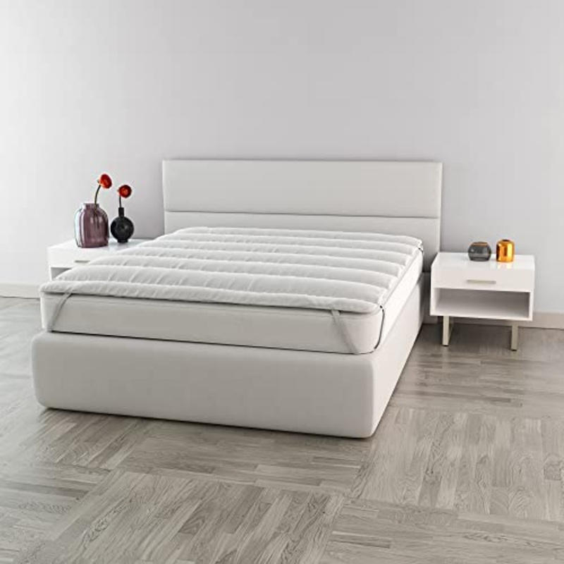 Italian Bed Linen Topper Matrimoniale, Microfibra, Bianco
