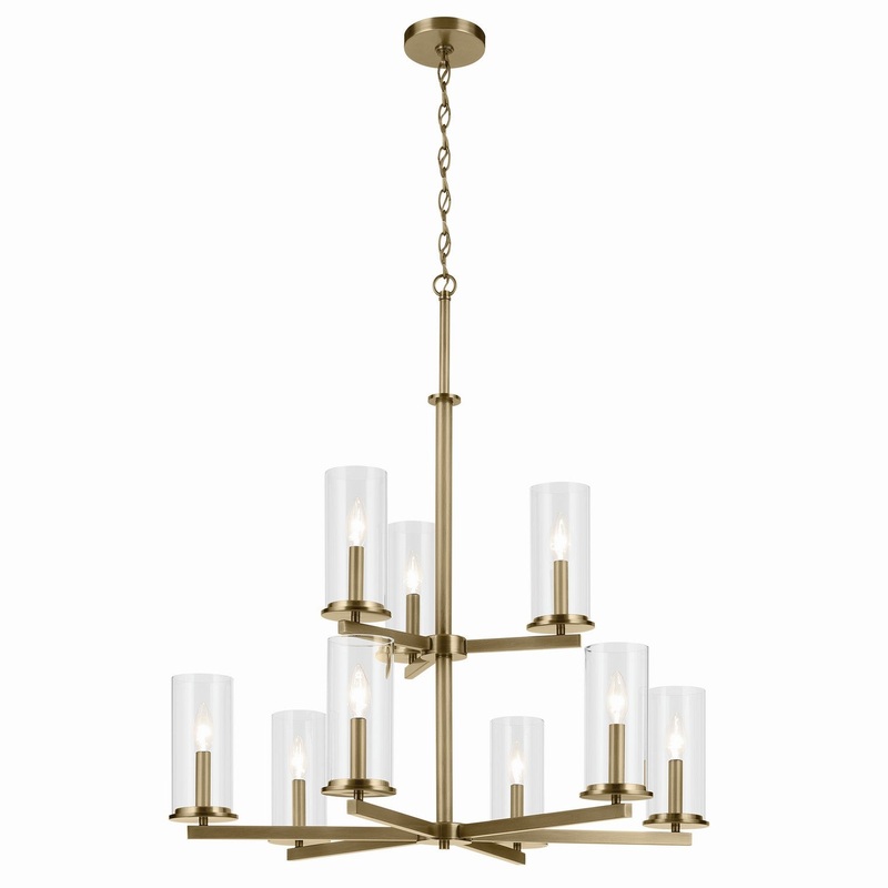 Kichler 44014NBR Nine Light Chandelier, Natural Brass