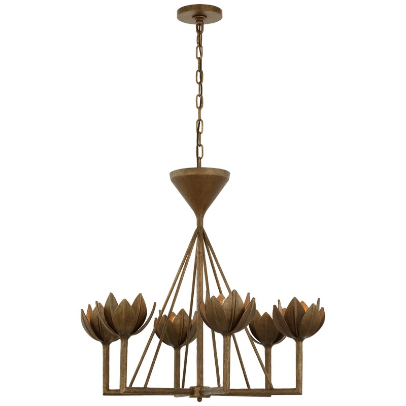 LED Chandelier from the Alberto Collection in Antique Bronze Leaf Finish by Visual Comfort Signature