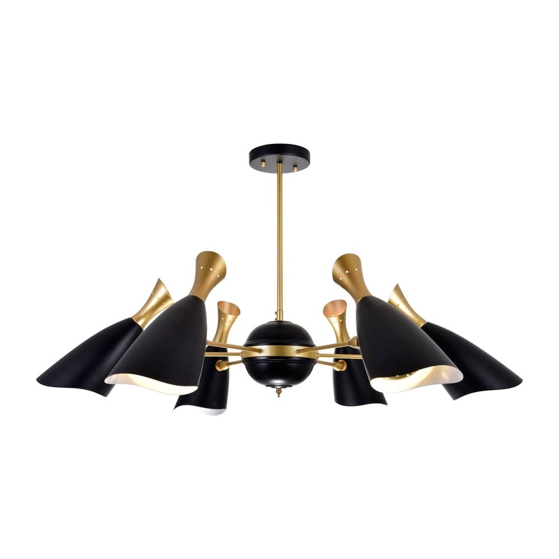 Rolin Chandelier Matte Black & Satin Gold