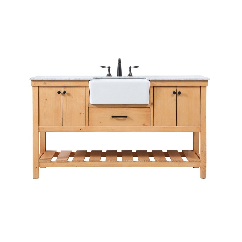 Single Bathroom Vanity from the Clement Collection in Natural Wood Finish by Elegant Lighting