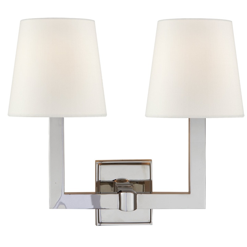 Two Light Wall Sconce from the Square Tube Collection in Polished Nickel Finish by Visual Comfort Signature