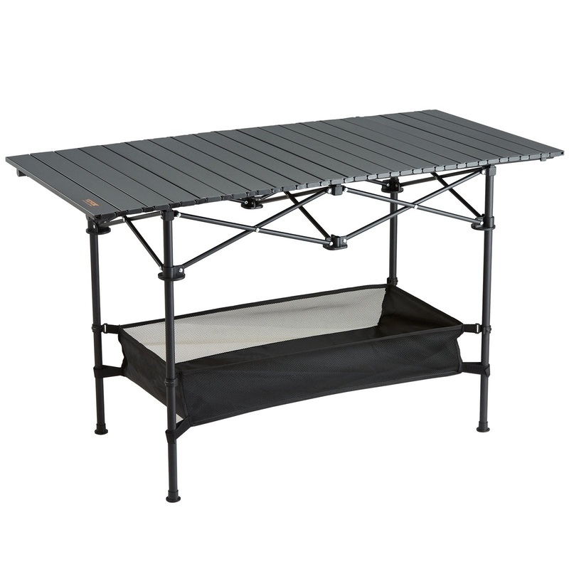 VEVOR Folding Camping Table, Outdoor Portable Side Tables, Lightweight Fold Up Table, Aluminum & Steel Ultra Compact Work Table with Large Storage and Carry Bag, For Beach, Picnic, Travel, 24×16 inch