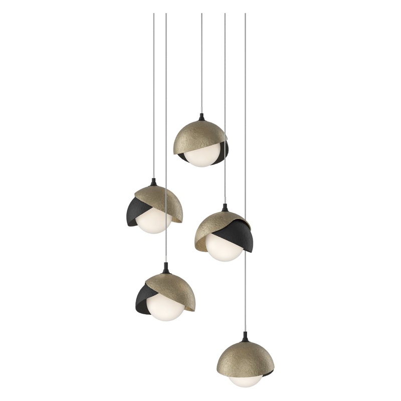 Brooklyn 5-Light Double Shade Pendant Black Soft Gold