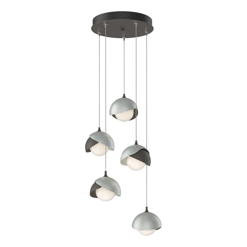 Brooklyn 5-Light Double Shade Pendant Dark Smoke Vintage Platinum