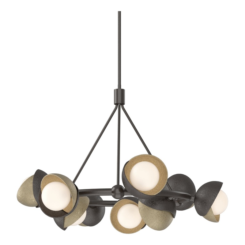 Brooklyn 9-Light Double Shade Ring Pendant Oil Rubbed Bronze Soft Gold