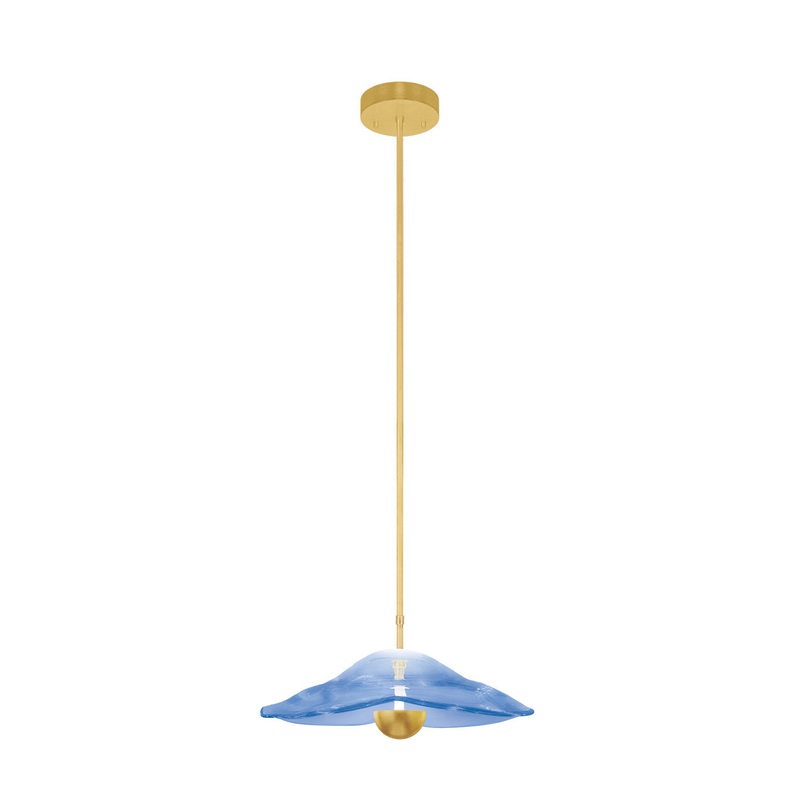 Embark 16″W Round Pendant Gold Leaf/Blue