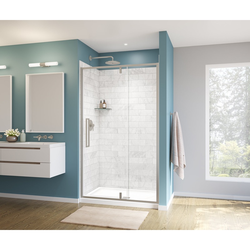 MAAX 135325-900-305-000 Uptown 45-47 x 76 in. 8 mm Pivot Shower Door for Alcove Installation with Clear glass in Brushed Nickel