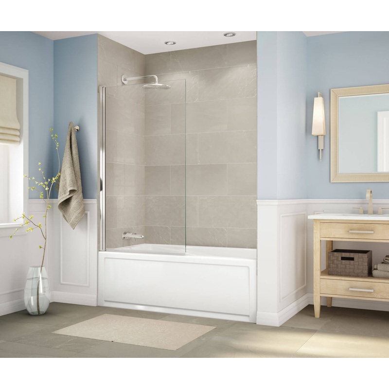 MAAX 137511-900-305-000 Axial Square 34 x 58 in. 8 mm Tub Screen for Alcove Installation with Clear glass in Brushed Nickel