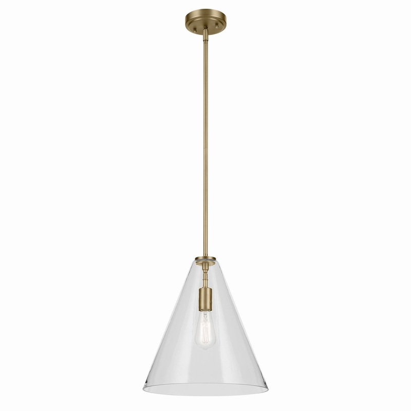 One Light Pendant from the Everly Collection in Natural Brass Finish by Kichler