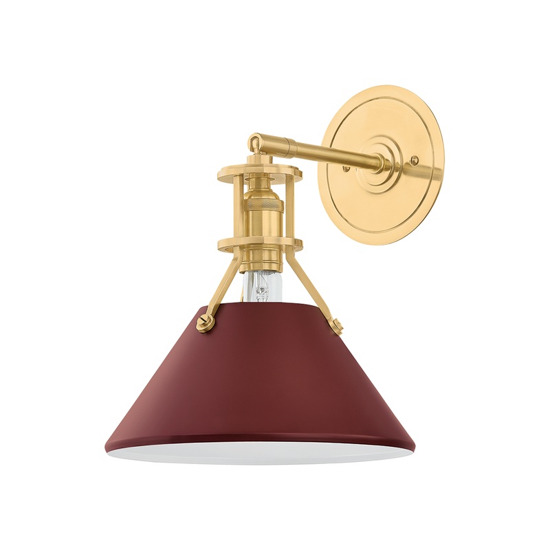 Painted No.2 1-Light Wall Sconce Aged Brass/Soft Crimson