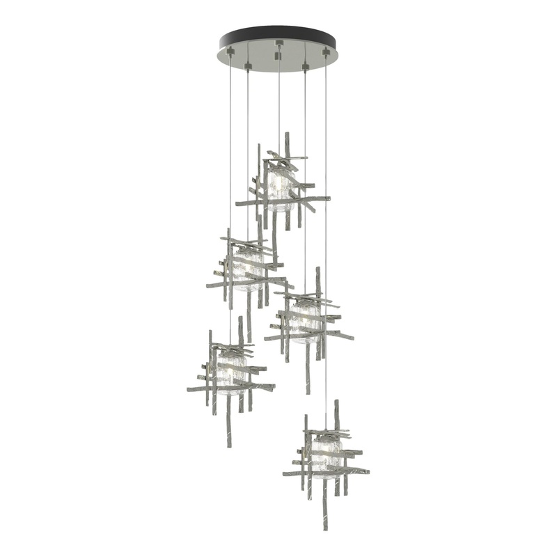 Tura 5-Light Seeded Glass Pendant Sterling