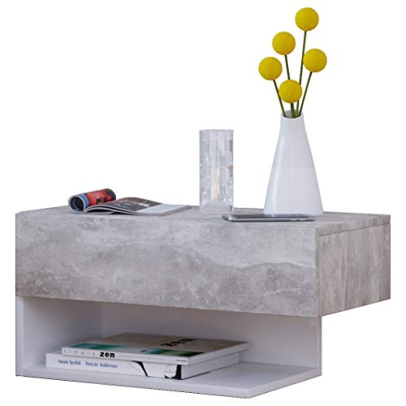 VCM dormas Maxi comodino, legno, cemento/bianco, 15x 60x 31,5cm