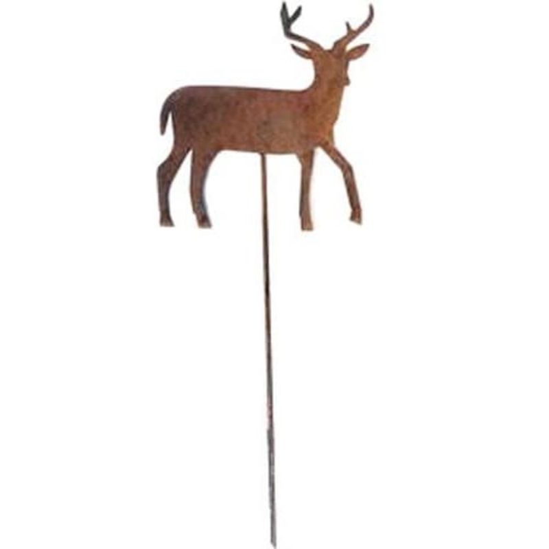 Village Wrought Iron RGS-3 Deer Rusted Garden Stake