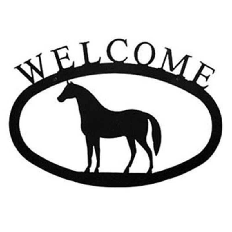 Village Wrought Iron WEL-68-L Horse Welcome Sign Large