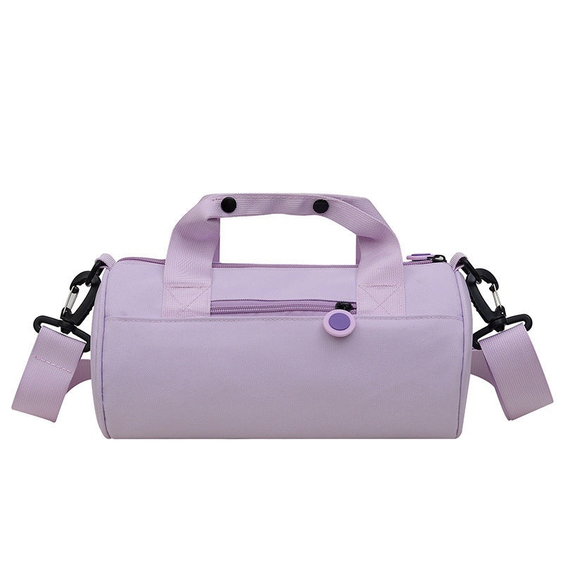 Waterproof Oxford Cylindrical Travel Bag – Large Capacity Handbag with Shoulder Strap(Light Purple)