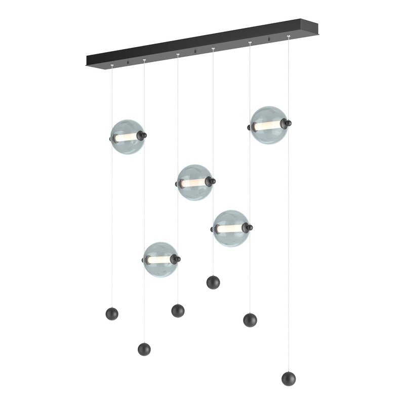 Abacus 5-Light LED Pendant Black Cool Grey Glass (YL)