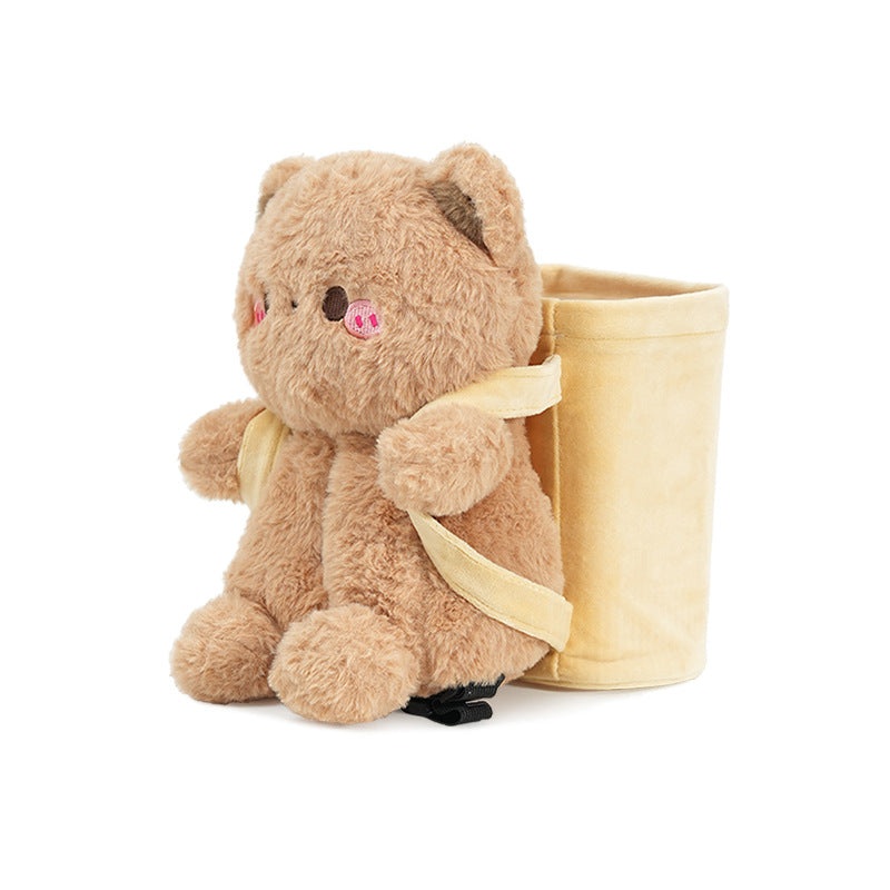 Cute Cloud Bear Tissue Holder for Car – Plush Toy with Storage