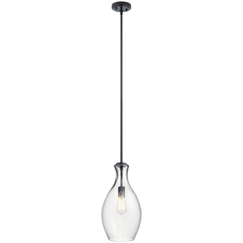 Kichler 42047BK One Light Pendant, Black