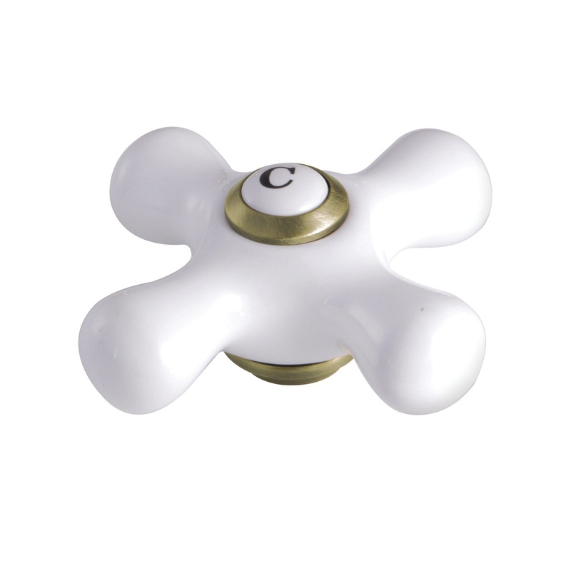 KSH1163PXC Cold Porcelain Cross Handle, Antique Brass