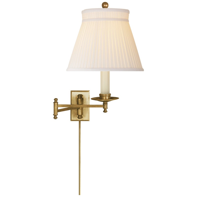 One Light Swing Arm Wall Lamp from the Dorchester Swing Arm Collection in Antique-Burnished Brass Finish by Visual Comfort Signature