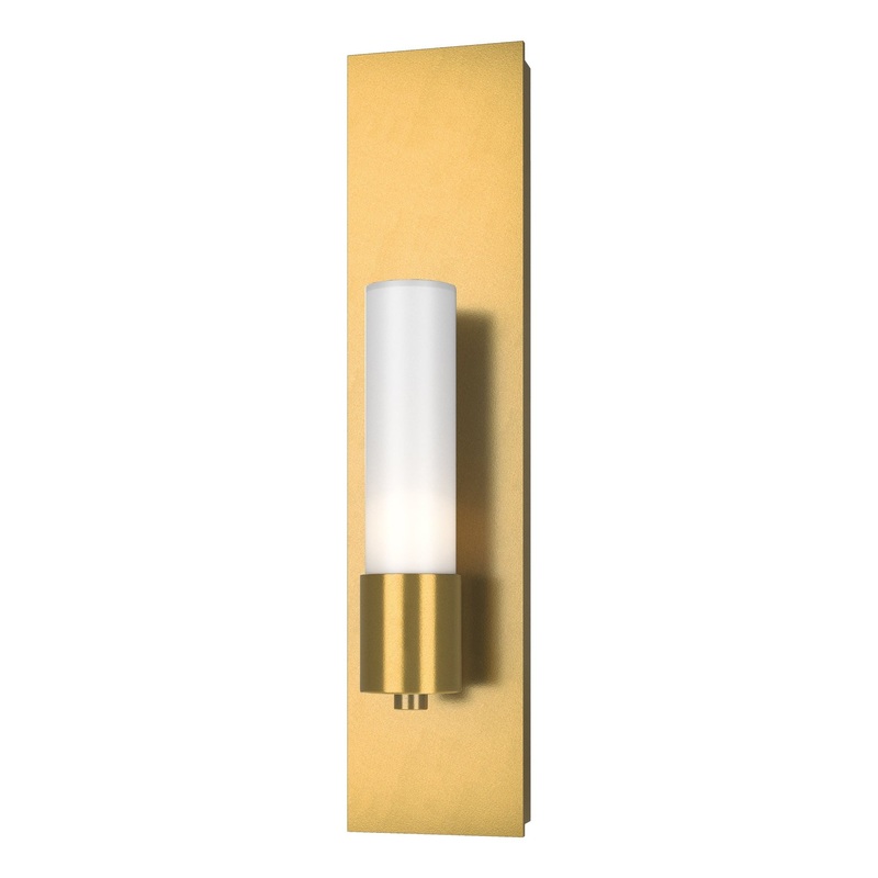 Pillar 1-Light Sconce Modern Brass Opal Glass (GG)