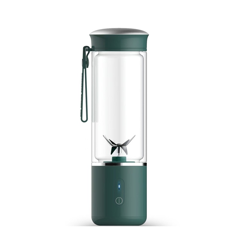 Portable Electric Juicer Blender – 450ml Glass Cup, 6-Blade, 20000RPM, USB Rechargeable(Green)