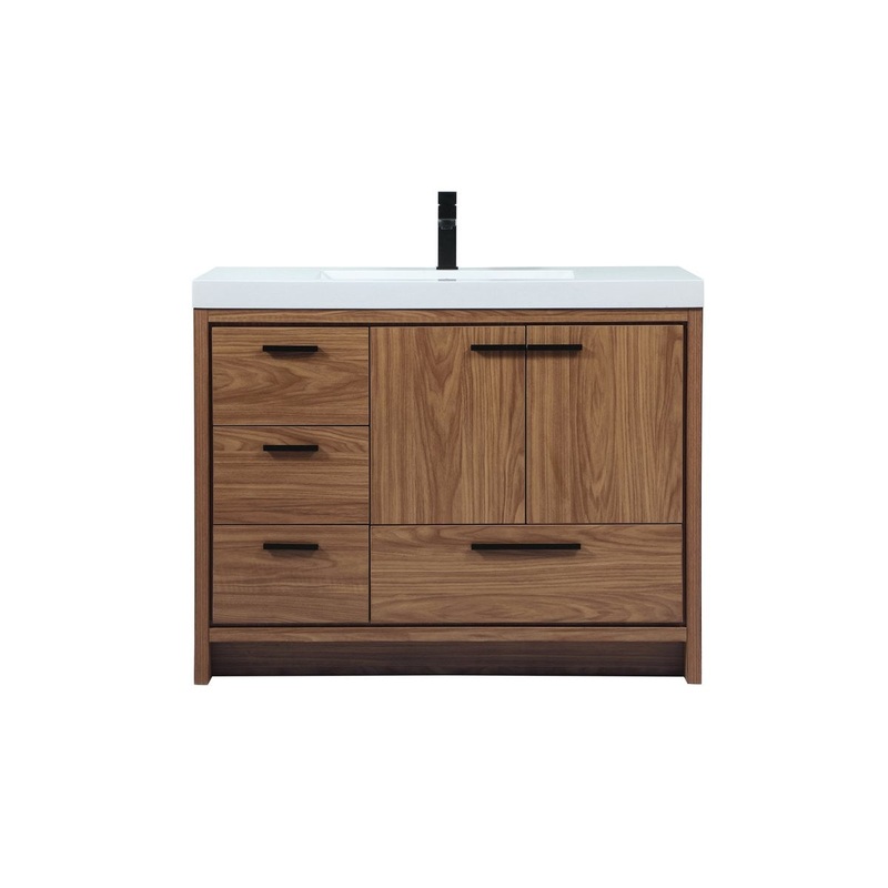 Single Bathroom Vanity from the Wyatt Collection in Walnut Brown Finish by Elegant Lighting