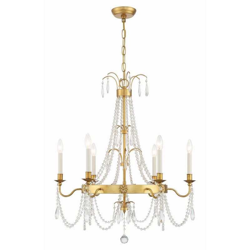 Six Light Chandelier from the Maizey Collection in Antique Gold Finish by Crystorama