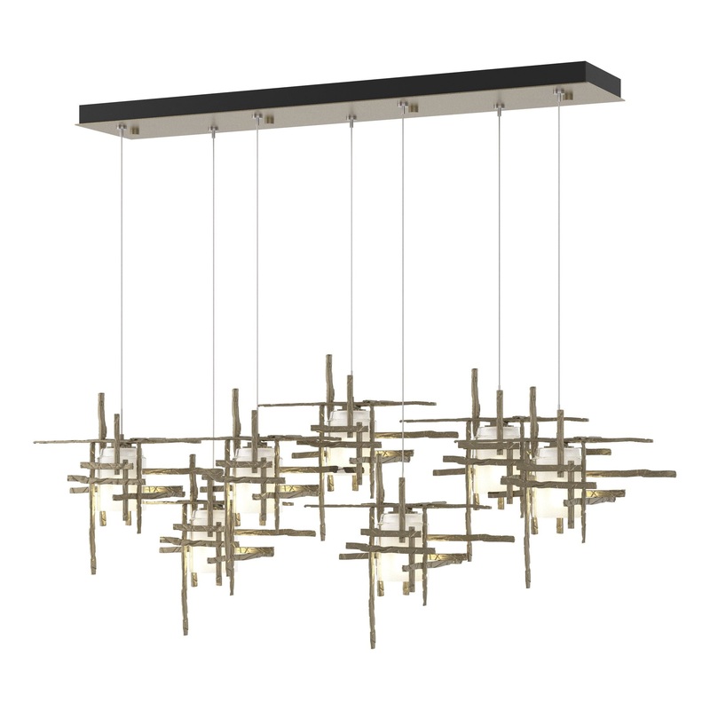 Tura 7-Light Frosted Glass Pendant Soft Gold